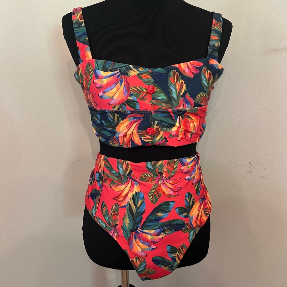Farm Rio Square Top * High Rise Bottoms Tropical Bikini- XL